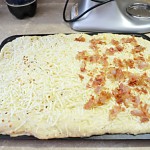 crispy bacon, top the dough,