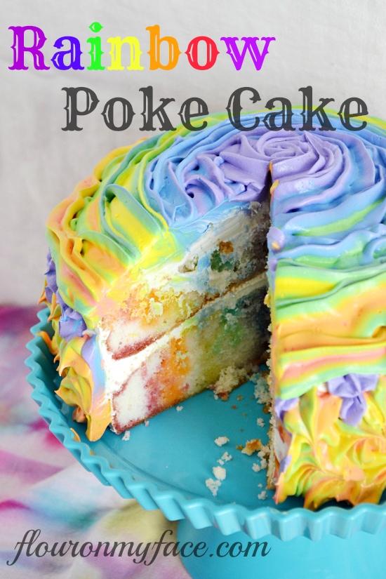 Rainbow Jello Poke Cake-Flour On My Face