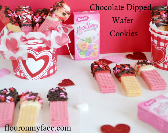 Valentines Day Chocolate Dipped Wafer Cookies