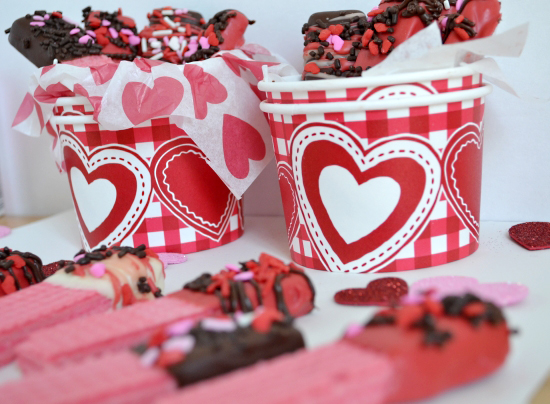 Valentine’s Day Chocolate Dipped Wafer Cookies